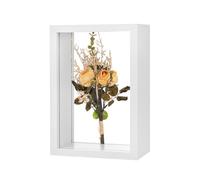 M METERXITY 1-Pack Cornice Per Fiori Secchi, 4 X 6 Pollice Doppia Cornice Galleggiante In Acrilico E Legno Per Fiori Secchi Per Tavolo/DIY/Artigianato [Bianco]