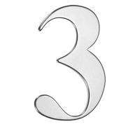 M METERXITY 1-Pz Numero Civico Autoadesivo, 6" 304 Acciaio Inossidabile Numero per Casella Postale per Casa/Ufficio/Hotel/Cascina, Numero Civico per Estern [Numero 3, Argento]