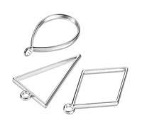 M METERXITY 1 Set/30pz Apri Cornici per Resina - Cornici Cave Cornici Lega Goccia Forma, Triangolo, Rombo, Applicazione Fai-da-te Artigianato Ciondoli Pressati Fiori (Argento Tono)