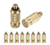 M METERXITY 10-Pezzi Ottone Nebulizzazione Ugelli, 0,031"/0,8mm Ugelli Nebulizzazione Ottone, Testa Ugello Nebulizzatore ad Alta Pressione per Sistema Raffreddamento Esterno/Serra [10/24 UNC]
