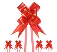 M METERXITY 100-Pz Fiocchi Nastro, 2.56" / 6.5cm Fiocchi Nastro Bordo Dorato Plastica per Confezioni Regalo/Matrimoni/Fiori/Cesti Decorativi, Fiocchi Nastro Raso [Fiocco Regalo Rosso]