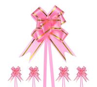 M METERXITY 100-Pz Fiocchi Nastro, 2.56" / 6.5cm Fiocchi Nastro Bordo Dorato Plastica per Confezioni Regalo/Matrimoni/Fiori/Cesti Decorativi, Fiocchi Nastro Raso [Fiocco Regalo]