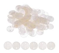 M METERXITY 100-Pz Gusci Rotondi, 0.6" Gusci Naturali Piatto Rotondo con Foro, Dischi Conchiglie Marine Moneta Perline Connettore per Campanelli Eolici/Artigianato Fai da Te [Bianco]