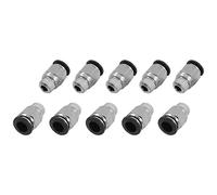 M METERXITY 10pz 1/4PT Maschio Spingere Rapido Raccordo - Dritto Unione Adattatore, Connessione a Pressione Raccordi, Applicabile a Pneumatico Sistemi (10mm, Argento)