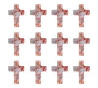 M METERXITY 12-Pack Pietre della Preoccupazione 0.98 in Giada Protezione | Rosso Bianco, Cristalli dell'Ansia, Pietre a Forma di Croce, Energia Calmante