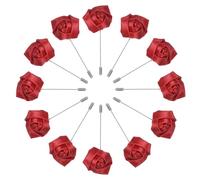 M METERXITY 12-Pezzi Boutonniere Rosa, Boutonniere Sposo, Spilla Bavero Boutonniere per Matrimonio Uomo/Decorazione Abito Uomo/Fiori Sposo Tasca Boutonnieres/Fai Da Te Bouquet [Rosso Vino]