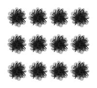 M METERXITY 12-Pz Fiori Chiffon 1.97" x 1.97" Fiori Tessuto a Rete, Fermagli per Capelli Chiffon, Fiori per Decorazioni Casa/Matrimoni/Fasce Capelli/Fai da Te/Feste/Giardino [Nero]