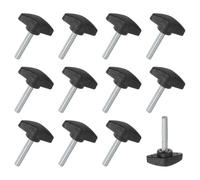 M METERXITY 12-Pz Viti a Farfalla, Manopole a T M6x35mm, Manopole Serraggio Plastica per Lavorazione Legno/Macchinari/Attrezzature, Vite a Testa Zigrinata Filettatura Serraggio [Nero]