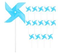 M METERXITY 15-Pack Molinillos Arcoíris de Cuatro Aspas, 19 cm Molinillos de Viento de Plástico Flores Exteriores para Decoración de Fiestas/Patio/Jardín, Juguetes de Molinillos [Azul Claro]