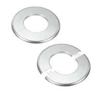 M METERXITY 2-Pack Flangia Divisibile Da Parete, Per Tubo Con Diametro Esterno 2.5 Pollici/63mm ABS Piastra Copritubo Rotonda Autoadesiva Piastre Dell'Acqua/Rubinetti [Tono Argento]