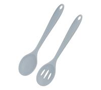 M METERXITY 2 Pezzi Cucchiai In Silicone 10.6" Cucchiai Da Servizio Grigio | Forati E Pieni, Miscelazione Antiaderente, Utensili Resistente Al Calore, Per Cucina/Cottura/Forno, Per Cucina