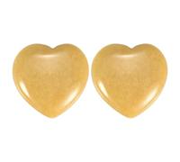 M METERXITY 2 Pezzi Pietre della Preoccupazione 1.18 pollici Giallo | Giada, Cristalli per l'Ansia, Rocce a Forma di Cuore, Meditazione per Mamme e Donne, Protezione