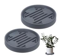 M METERXITY 2-Pezzi Supporto per Piante con Ruote, 19cm Carrello Piante Rotondo con Ruote Nascoste per Vasi Fiori Interno/Esterno/Fioriera Giardino, 360° Carrello per Piante [33lbs, Grigio]