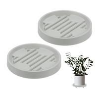 M METERXITY 2-Pezzi Supporto per Piante con Ruote, 19cm Carrello Piante Rotondo con Ruote Nascoste per Vasi Fiori Interno/Esterno/Fioriera Giardino, 360° Carrello per Piante [33lbs, Beige]