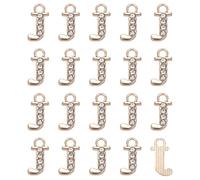 M METERXITY 20-Pack Lettere In Rhinestone, 2mm Lettere Alfabeto J Per Braccialetti ID/Collane/Braccialetti Pendenti/Creazione Di Gioielli [Oro]
