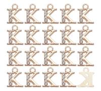 M METERXITY 20-Pack Lettere In Strass, Lettere Dell'Alfabeto K Scorrevoli Da 2mm Per Bracciali Con Nome ID/Collari/Braccialetti Pendenti/Creazione Di Gioielli [Oro]
