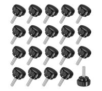 M METERXITY 20-Pz Pomelli Serraggio Zigrinati, Vite a Testa Zigrinata Filettatura Maschio M6x20mm, Viti Acciaio Carbonio Impugnature per Macchinari/Mobili, Bulloni Maniglie Montaggio [Nero]