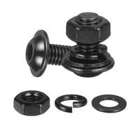 M METERXITY 20 Set Viti A Testa Bombata Con Flangia M6 x 12mm, Acciaio Inossidabile 304 Nero 18-8 Viti A Testa Esagonale Con Dado, Rondelle Piane E Di Blocco Per Fai Da Te, Mobili