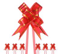 M METERXITY 200-Pz Fiocchi Nastro, 2.56" / 6.5cm Fiocchi Nastro Bordo Dorato Plastica per Confezioni Regalo/Matrimoni/Fiori/Cesti Decorativi, Fiocchi Nastro Raso [Fiocco Regalo Rosso]