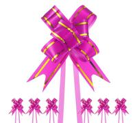 M METERXITY 200-Pz Fiocchi Nastro, 2.56" / 6.5cm Fiocchi Nastro Bordo Dorato Plastica per Confezioni Regalo/Matrimoni/Fiori/Cesti Decorativi, Fiocchi Nastro Raso [Fiocco Regalo Rosso Rosa]