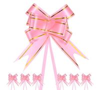 M METERXITY 200-Pz Fiocchi Nastro, 3.74" / 9.5cm Fiocchi Nastro Bordo Dorato Plastica per Confezioni Regalo/Matrimoni/Fiori/Cesti Decorativi, Fiocchi Nastro Raso [Fiocco Regalo Rosa Chiaro]