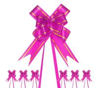 M METERXITY 200-Pz Fiocchi Nastro, 3.74" / 9.5cm Fiocchi Nastro Bordo Dorato Plastica per Confezioni Regalo/Matrimoni/Fiori/Cesti Decorativi, Fiocchi Nastro Raso [Fiocco Regalo Rosso Rosa]
