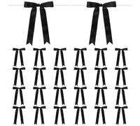M METERXITY 24-Pz Fiocchi Raso Torsione, Fiocchi Twist Tie 7x5 Pollici, Fiocchi Raso per Artigianato/Dolci Forniti/Fiocco per Capelli Cucito/Matrimonio/Compleanno/Festa [Nero]