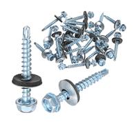 M METERXITY 25-Pack Viti Autofilettanti Con Rondella In Gomma ST4.8 x 38mm Zincate Acciaio Al Carbonio Testa Esagonale Per Coperture Metalliche/Pannelli Di Rivestimento/Strutture In Acciaio