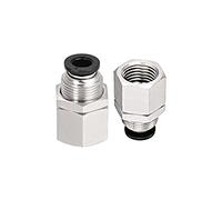 M METERXITY 2pz 1/4 BSPT Push Lock Raccordo - Dritto Passaparete Giunto, Push a Connetti Raccordi, Applica al sistemi pneumatico (6mm, Argento)