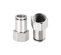 M METERXITY 2pz 3/8 PT Femmina Tubo Raccordo - Ottone Dritto Giunto, A pressione a Connetti Raccordi, Applica al sistemi pneumatico (ID 10mm, Argento)