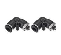 M METERXITY 2pz Premi Connetti Tubo Maschio Gomito Raccordo - Pneumatico Aria Pressione Collegamento Rapido, Applicazione Tubo Connessione (6 mm OD x M5 Filettatura, Nero)