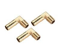 M METERXITY 3pz Ottone Tubo flessibile Dentellato Raccordi - 90 Gradi Gomito Ottone 12mm Dentellato Riduttore Applicare a Acqua Carburante (1/4 PT Maschio Tubo)