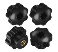 M METERXITY 4-Pack Manopole A Stella 7 Punte Testa Foro Ottone Nero | Filettatura Femmina M8 40mm, A Sette Punte, Passante, Per Serraggio Macchinari/Elettronica/Falegnameria Filettatura A Vite