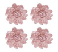 M METERXITY 4-Pack Spille A Fiore Rosa Per Donne, Spille Da Occhiello Tessuto Di Satin Grandi Fiori Di Camelia Per Capelli Per Matrimoni/Feste/Vestiti/Gioielli [10cm, Rosa Polveroso]