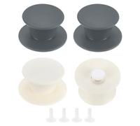 M METERXITY 4 Pezzi Manico per Coperchio in Silicone, Grigio, Bianco | Ricambio, Morbido, Antiscivolo, per Padelle, Pentola, Resistente al Calore, Universale, con Accessori Completi