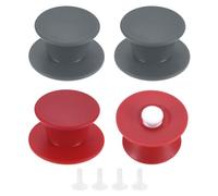 M METERXITY 4 Pezzi Manopola Sostitutiva per Coperchio Pentola | Silicone, Antiscivolo, Morbida, Coperture per Pentole, Accessori Completi, Resistente al Calore, Universale, Grigio, Rosso