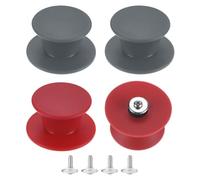 M METERXITY 4 Pezzi Manopole Coperchi Silicone, Grigio, Rosso | Universali, Ricambio, Resistenti Al Calore, Maniglie Di Tenuta, Morbida Antiscivolo, Per Padelle