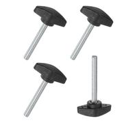 M METERXITY 4-Pezzi Viti a Testa Zigrinata, M6x50mm Manopole a T, Manopola di Serraggio in Plastica per Lavorazione del Legno/Macchinari/Attrezzature, Vite di Serraggio [Nero]