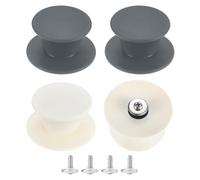 M METERXITY 4Pcs Pomelli di Ricambio e Maniglie per Coperchi di Pentole | Grigio, Bianco, Silicona, Universali, Resistenti al Calore, con accessori, per Padelle, Morbido Antiscivolo