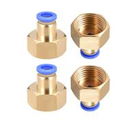 M METERXITY 4pz G1/2 Femmina Pressione Chiusura Raccordo - Dritto Unione Adattatore, Pressione a Collegare Raccordi, Applicare a Sisteme pneumatico (8mm, Oro)