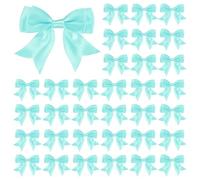 M METERXITY 50-Pz Fiocchi Doppi Pre-Legati 3.6"x2.2" Tessuto Scacchi, Fiocchi Nastro Raso Pre-Annodati, per Artigianato/Borse Regalo/Nastri Capelli Cucito/Nuziale/Festa/Natale [Verde]