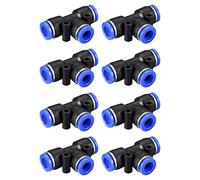 M METERXITY 8pz T T Forma Spingi per Connetti Aria Tubo Raccordo, per Trasporto Aria Acqua, Applicazione Esterni/Industriali (8mm, Nero Blu)