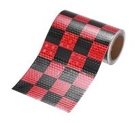 M METERXITY Nastro riflettente, 10,2 cm x 3,4 m, con stelle brillanti, quadrato, rosso e nero, impermeabile, ad alta visibilità, nastro autoadesivo per rimorchi, camion, abbigliamento, segnali di