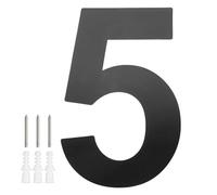M METERXITY Numeri civici galleggianti moderni per esterni, 15,2 cm, in acciaio inox nero lucido, grandi numeri di indirizzo, montaggio con kit di chiodi per porta/strada/esterni [cifra 5]