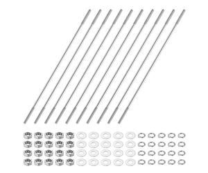 M METERXITY Set di 10 bulloni filettati a doppia estremità, M3 x 150 mm, asta di spinta in acciaio inossidabile, filettatura a doppia estremità con rondella per apparecchiature elettriche/CNC
