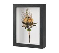 M METERXITY Shadow Box Frame (6 x 8 Pollici, Nero) - Cornice Per Fiori Secchi In Legno, Vetrona Per Ricordi Con Fondo In Feltro, Ideale Per Fiori/Biglietti/Foto/Memorabilia Fai Da Te