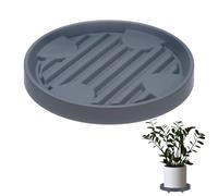 M METERXITY Supporto per Piante con Ruote, 25cm Carrello Piante Rotondo con Ruote Nascoste per Vasi Fiori Interno/Esterno/Fioriera Giardino, 360° Carrello per Piante [110lbs, Grigio]