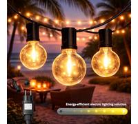M mimotec - Ghirlanda da esterno con cavo elettrico da 7,5 m, 15 lampadine, luce calda 2700K, impermeabile IP44, decorazione per terrazza, ingresso, patio e giardino