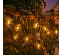 M mimotec - Ghirlanda da esterno con cavo elettrico da 7,5 m, 25 lampadine, luce calda 2700 K, impermeabile IP44, decorazione per terrazza, ingresso, patio e giardino