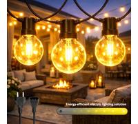 M mimotec - Ghirlanda da esterno con cavo elettrico da 7,5 m, 25 lampadine, luce calda 2700K, impermeabile IP44, decorazione per terrazza, ingresso, patio e giardino